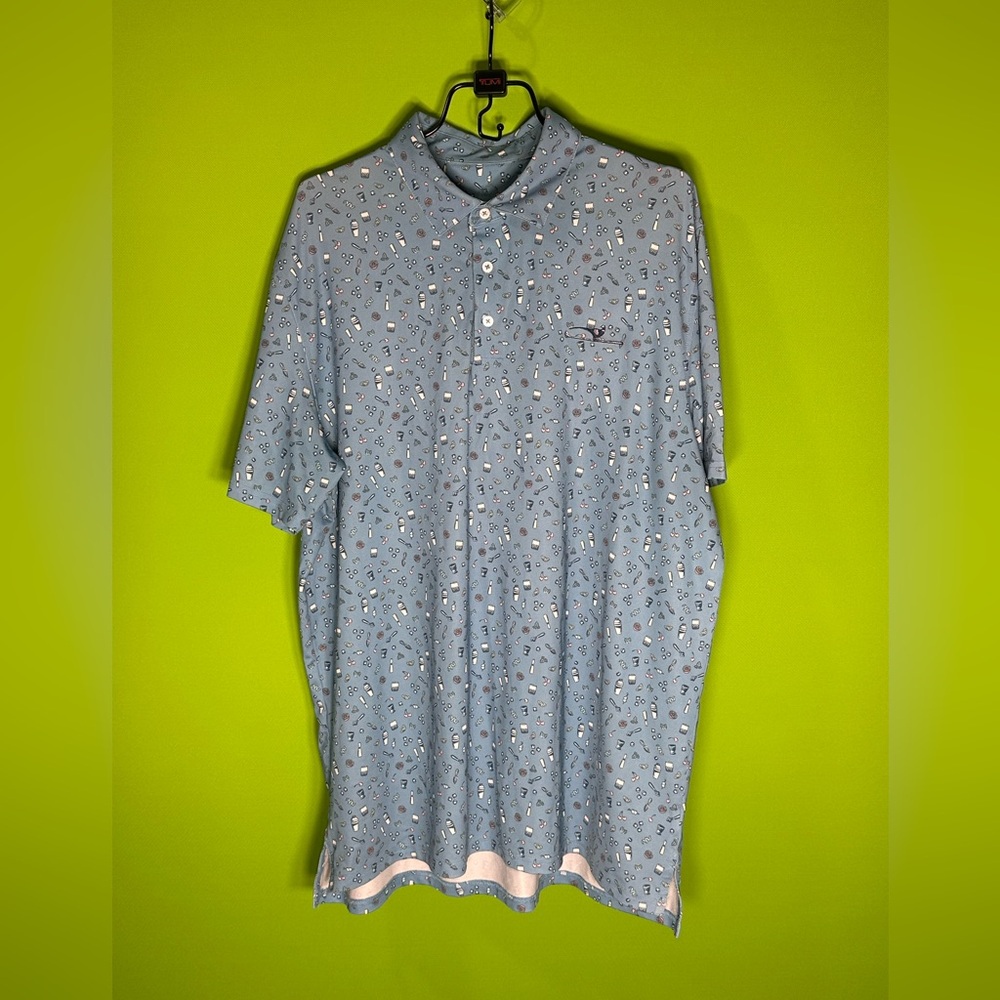 Men's Blue Patterned Polo Shirt